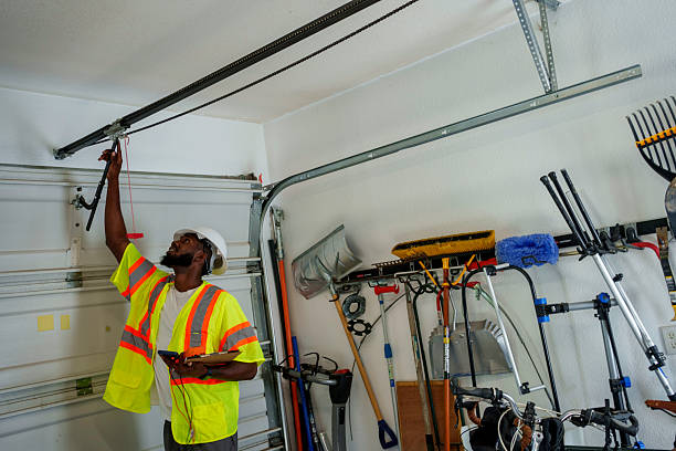 Professional Garage Door Panel Replacement technician working in Waelder, TX